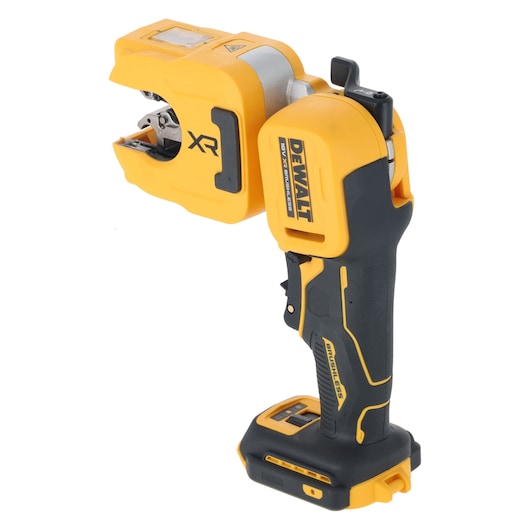 DEWALT 18V XR Brushless Copper Tubing Cutter bare unit standing upright right side view