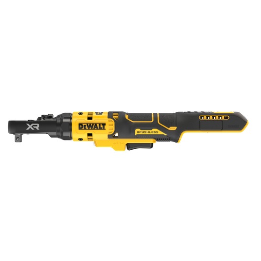 DEWALT 18V XR Brushless ¼” , 3/8” and ¼” Hex Ratchet bare unit side view