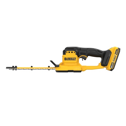 DEWALT 18V XR Compact Hedge Trimmer with 2Ah battery side view