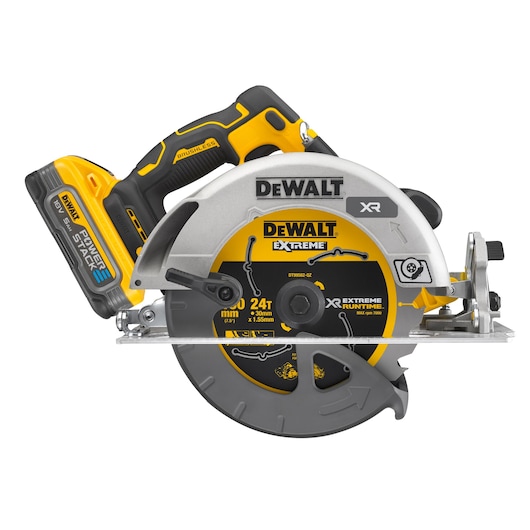 Profile of 18V XR Brushless Circular Saw on white background Profile of 18V XR Brushless Circular Saw on white background