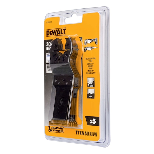 Front view of DEWALT Extreme 30 X 43mm x5 Multi-Fit Accessory in Pack
