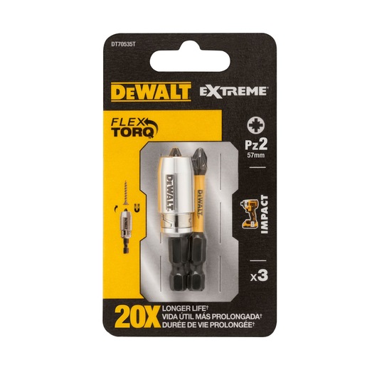 x2 PZ2 57mm Flextorq bits with magnetic screw lock in pack x2 PZ2 57mm Flextorq bits with magnetic screw lock in pack