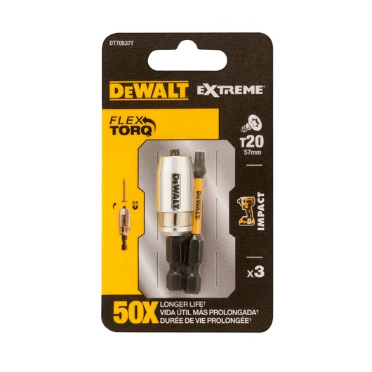 x2 T20 57mm Flextorq bits with magnetic screw lock in pack x2 T20 57mm Flextorq bits with magnetic screw lock in pack