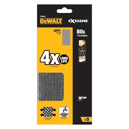 1/2 feuille abrasive velcro - structure en maille duree de vie extra longue x4 115x228mm grain 80 1/2 feuille abrasive velcro - structure en maille duree de vie extra longue x4 115x228mm grain 80