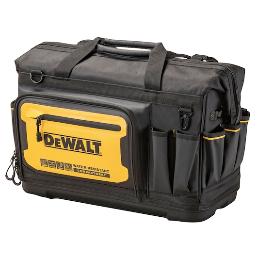 Angle view of the Dewalt 20" Pro Open Mouth Tool Bag"