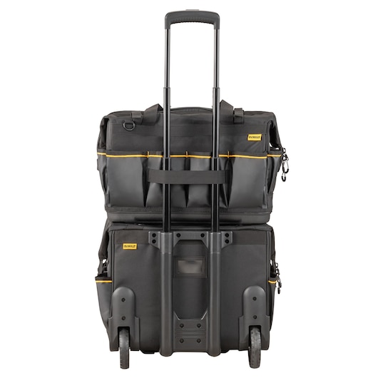 Dewalt 20" Pro Open Mouth Tool Bag on top of rolling tool bag"